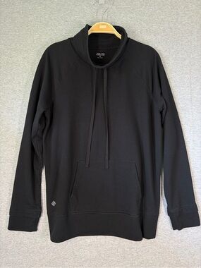 ZELOS cowl funnel neck pullover sweatshirt Black Medium